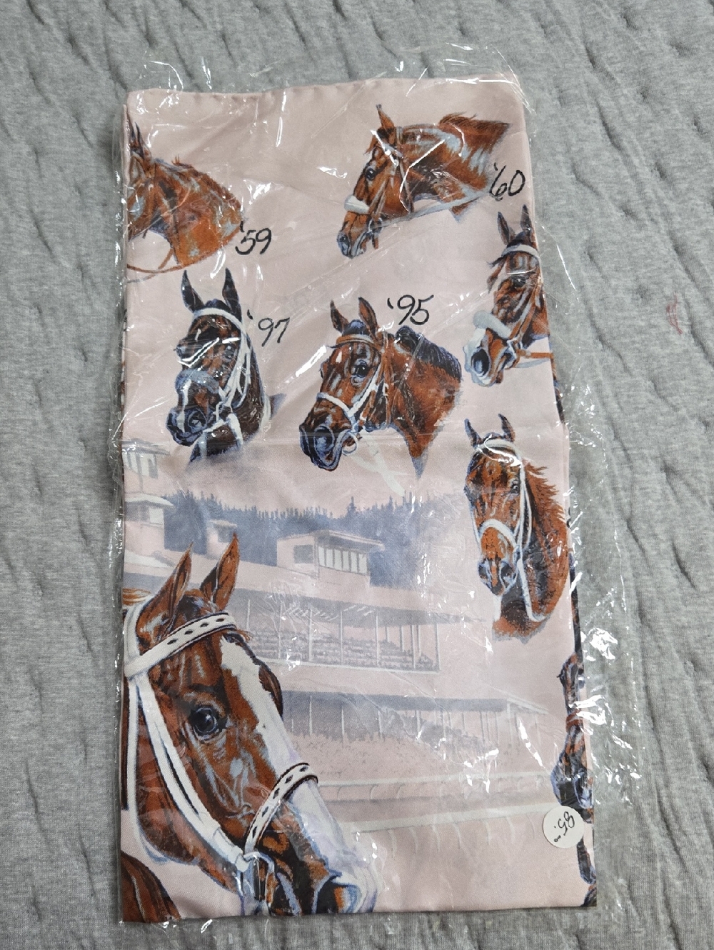 Kentucky Derby Horse Print Scarf in Blush Pink and Brown